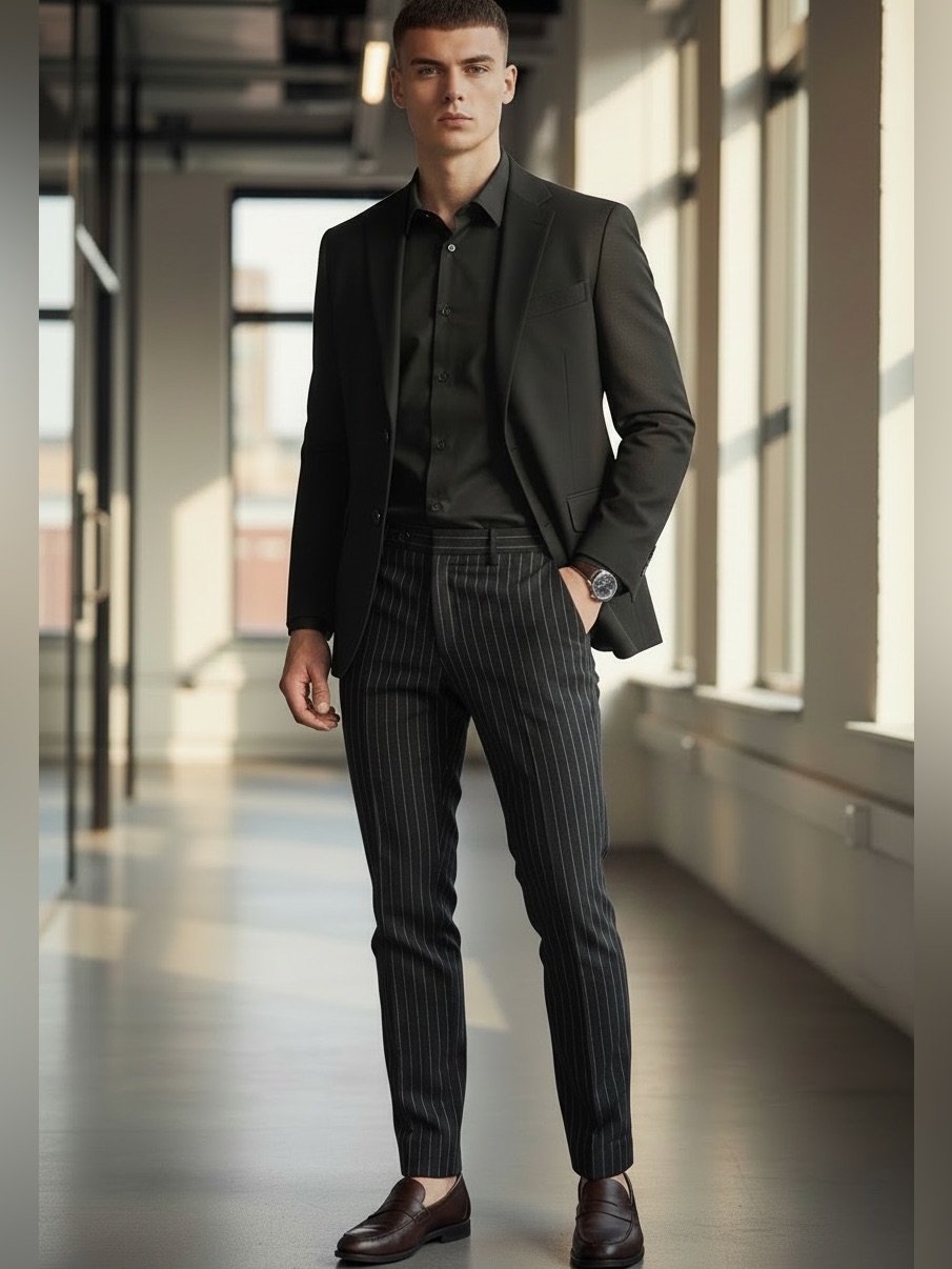 The Kooples Black Pinstripe Wool Blend Slim Fit Dress Pants Eu 48/ Us 34 Unisex